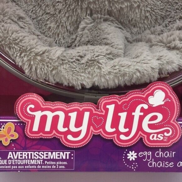 My Life As Clear Egg Chair with Soft Grey Cushion and Stickers Dolls Furniture - Picture 2 of 12